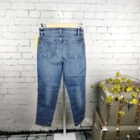 Hudson High-rise Straight Slim Striped Jeans Blue Size 25 - Picture 2 of 6